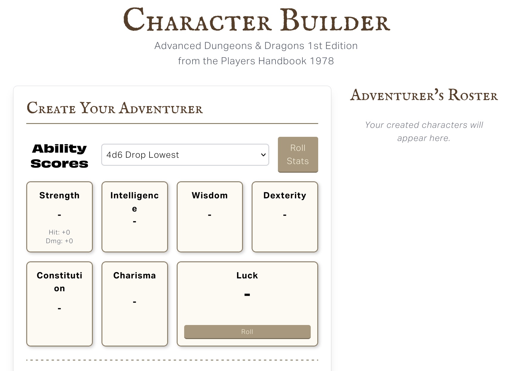 AD&D Character Sheet